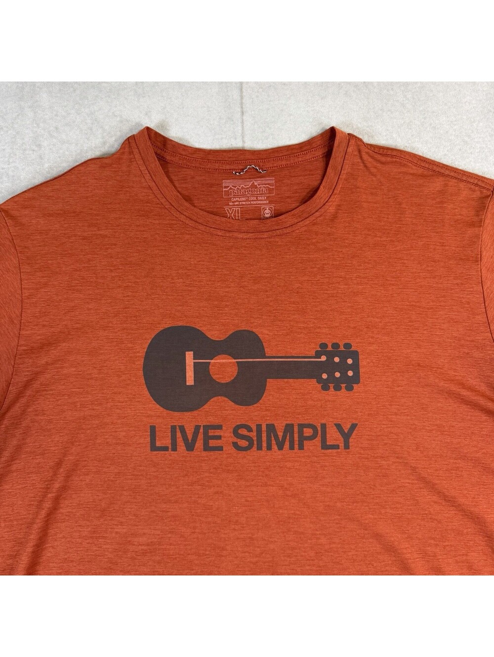 Patagonia Capilene Cool Daily T Shirt Mens XL Orange Live Simply Organic Graphic
